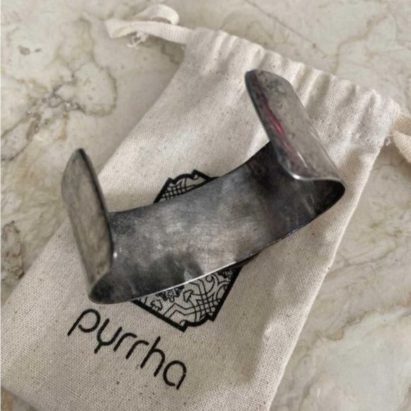 Rare?Pyrrha Fidelity Wide Heavy Sterling Silver & Bronze Cuff Bracelet - Picture 3 of 4